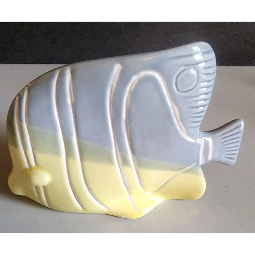 Vintage Ceramic Angel Fish Figurine Sculpture Beach House Nautical Decor